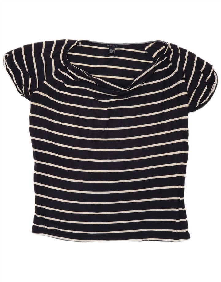 TOMMY HILFIGER T-shirt top til kvinder UK 14 Mellem marineblå stribet
