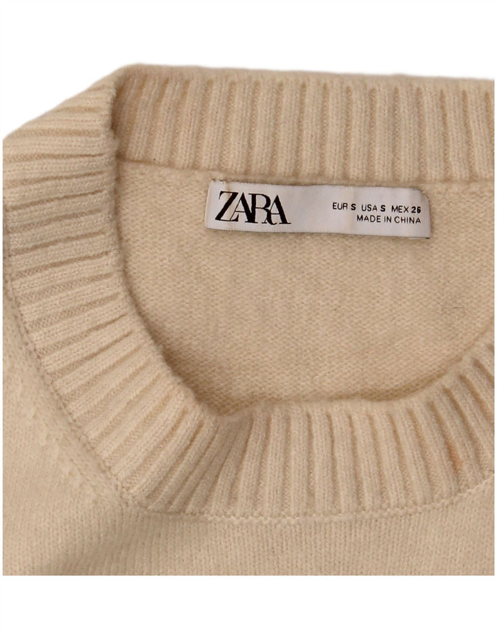 Zara Dame Crop Vest Tank Top UK 10 Small Beige