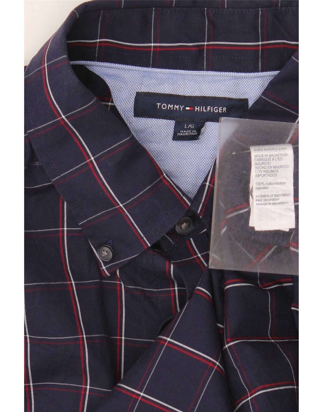 Tommy Hilfiger Herreskjorte Stor marineblå ternet bomuld