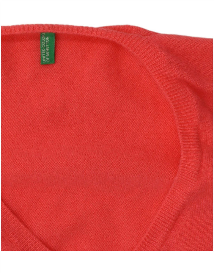 Benetton Dame V-hals sweater UK 12 Medium Pink