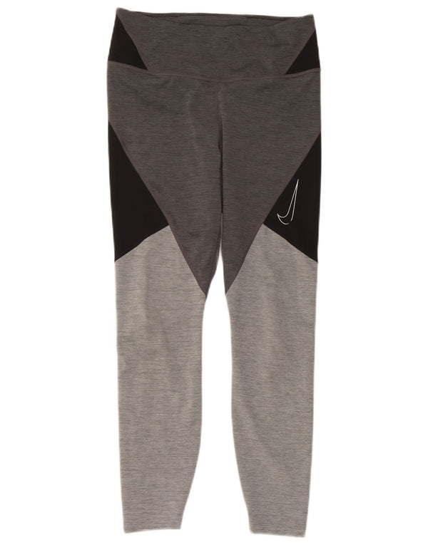 Nike Dame Leggings UK 12 Medium Grey Colourblock Polyester
