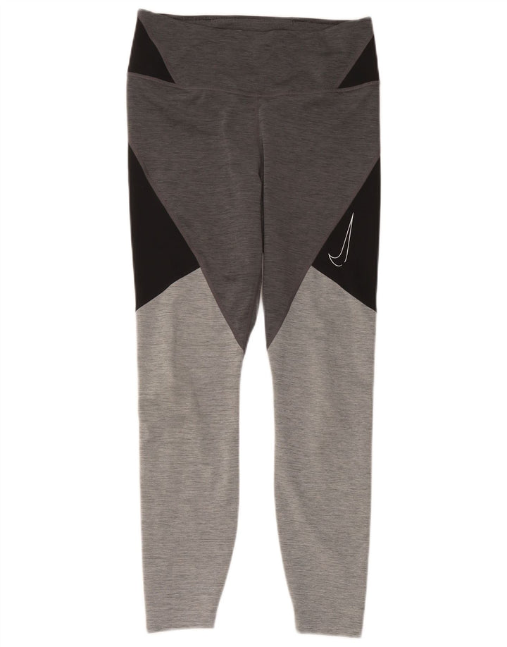 Nike Dame Leggings UK 12 Medium Grey Colourblock Polyester