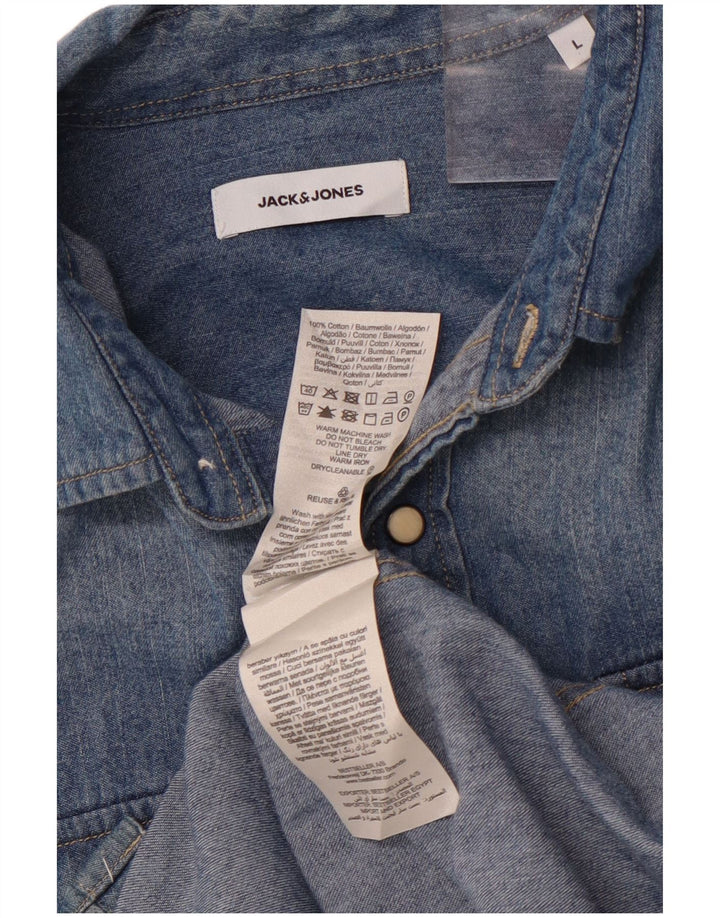 JACK & JONES Denimskjorte til mænd Stor blå bomuld