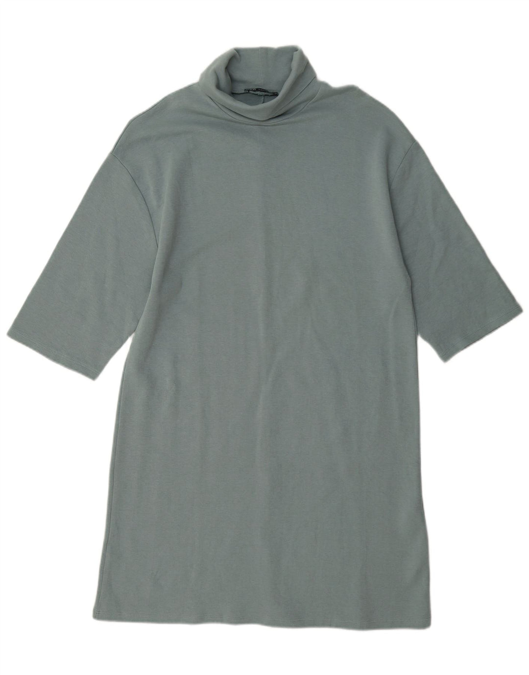 Zara Dame 1/2 ærme Skift Kjole UK 14 Medium Blå Bomuld