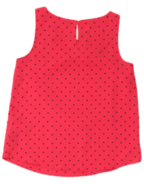 Tommy Hilfiger Dame ærmeløs bluse Top UK 14 Medium rød plettet