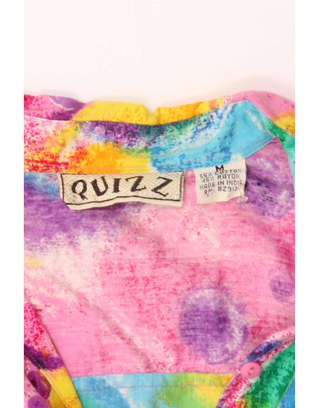 Vintage kvinders abstrakt mønster skjorte bluse UK 14 Medium Multicolored