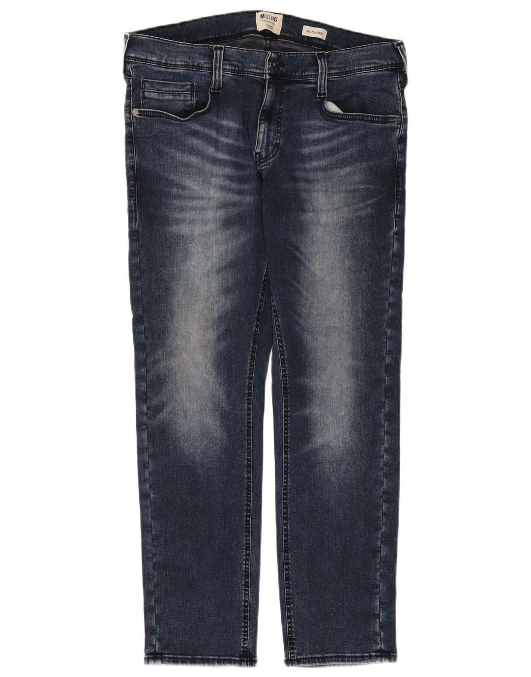 MUSTANG Oregon Tapered Jeans til kvinder W34 L30 Marineblå bomuld
