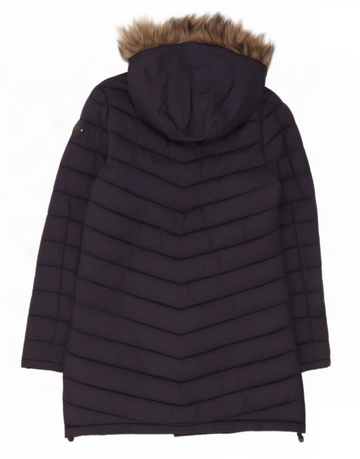 Superdry Polstret hættejakke til kvinder UK 14 Medium Navyblå nylon