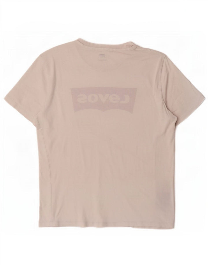 Levi's Dame Grafisk T-Shirt Top UK 14 Medium Hvid Bomuld