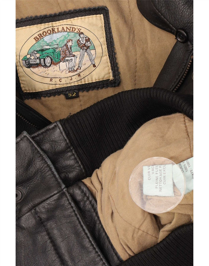 Vintage herre læderjakke IT 52 XL Sort
