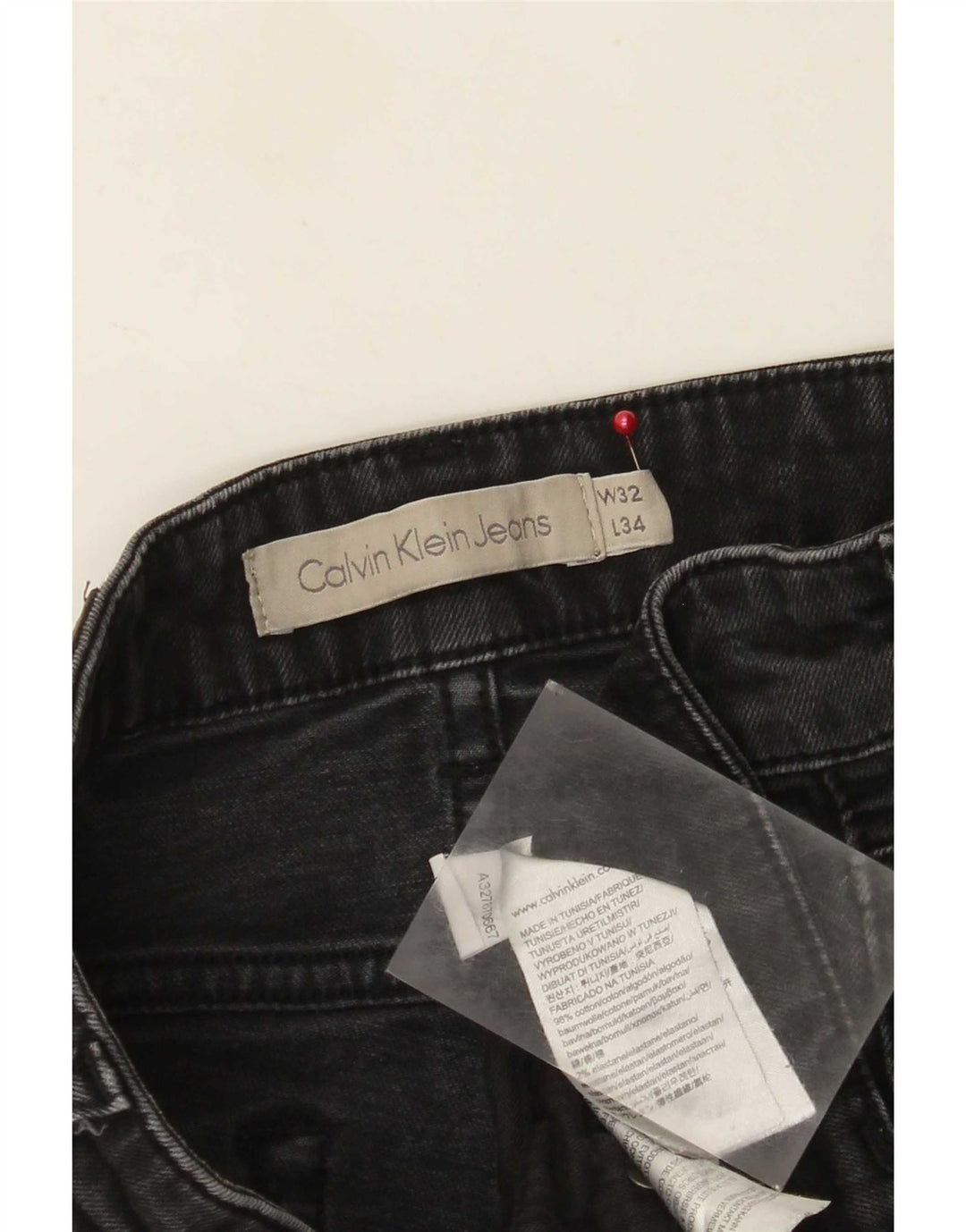 Calvin Klein Dame Slim Jeans W32 L34 Sort Bomuld