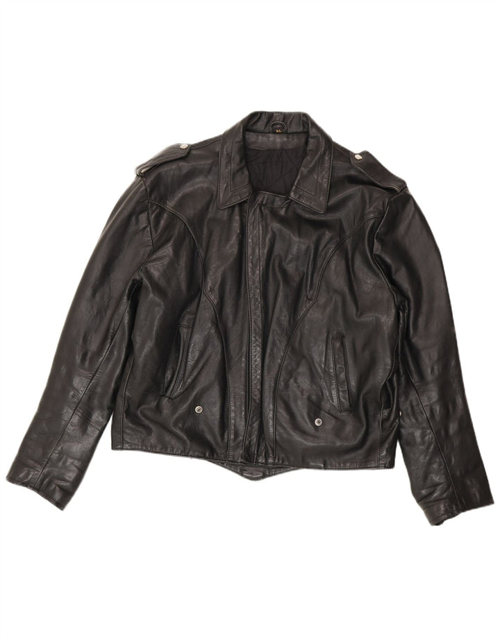 Vintage Herre Military Læderjakke UK 42 XL Sort