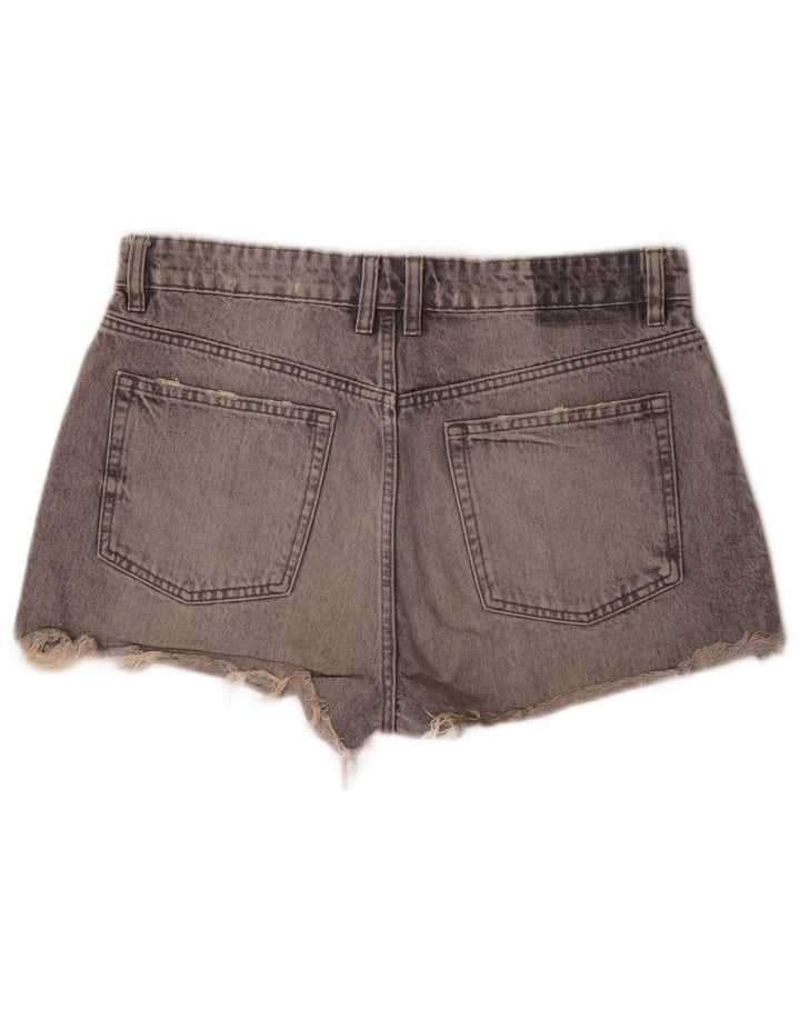 Zara Womens Distressed Denim Shorts EU 42 Large W32 Grå Bomuld