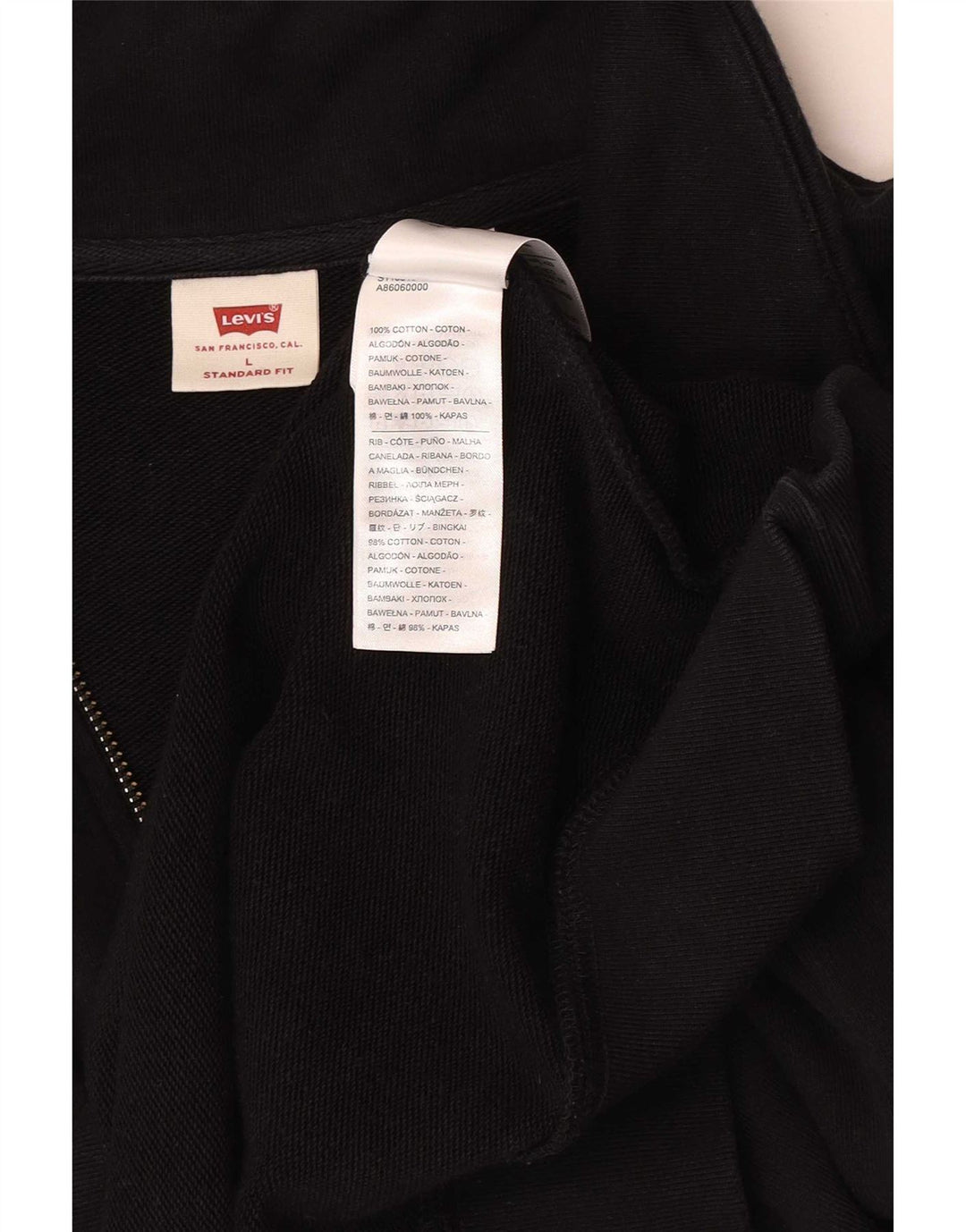 Levi's Herre Standard Zip Neck Sweatshirt Jumper Stor Sort Bomuld