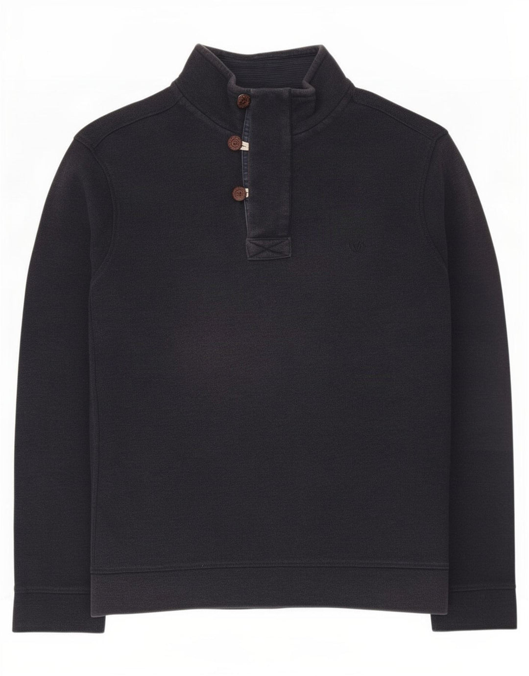Fat Face Herre Button Neck Sweatshirt Jumper Large Navy Blue Bomuld