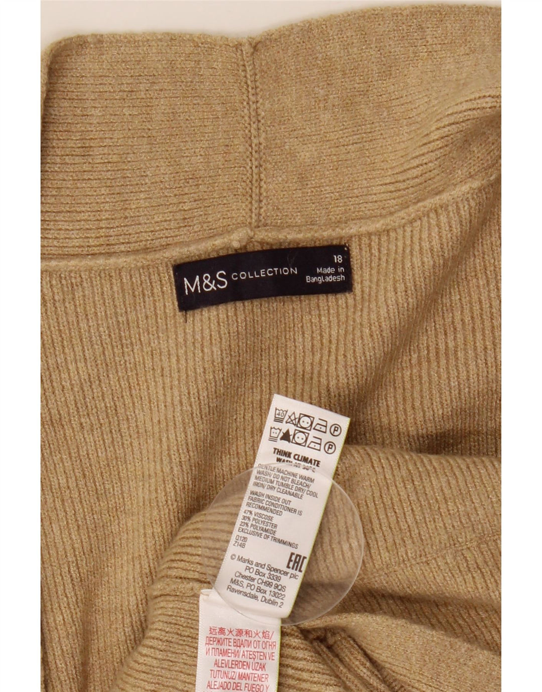 Marks & Spencer Dame Oversized Longline Cardigan Sweater UK 18 XL Beige