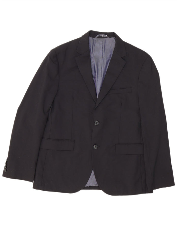 Dkny Herre Short 2 Button Slim Fit Blazer Jacket UK 42 XL Black Wool