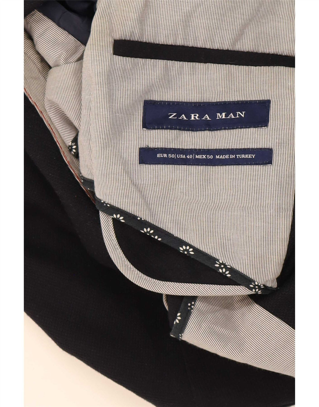 Zara Herre 2-knaps blazerjakke EU 50 Medium Navy Blue