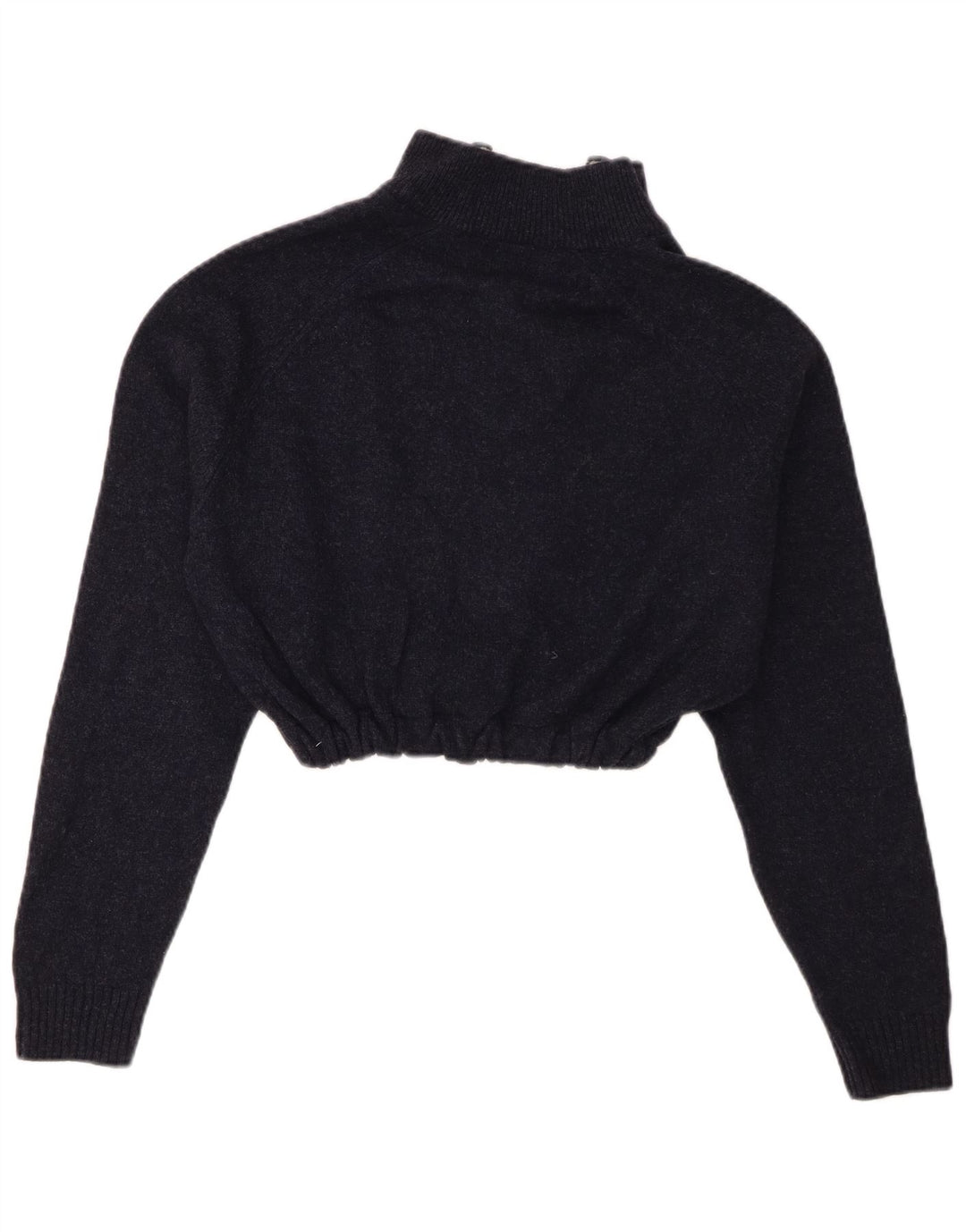Marks & Spencer Dame Crop Zip Neck Jumper Sweater UK 14 Medium Navy Blue