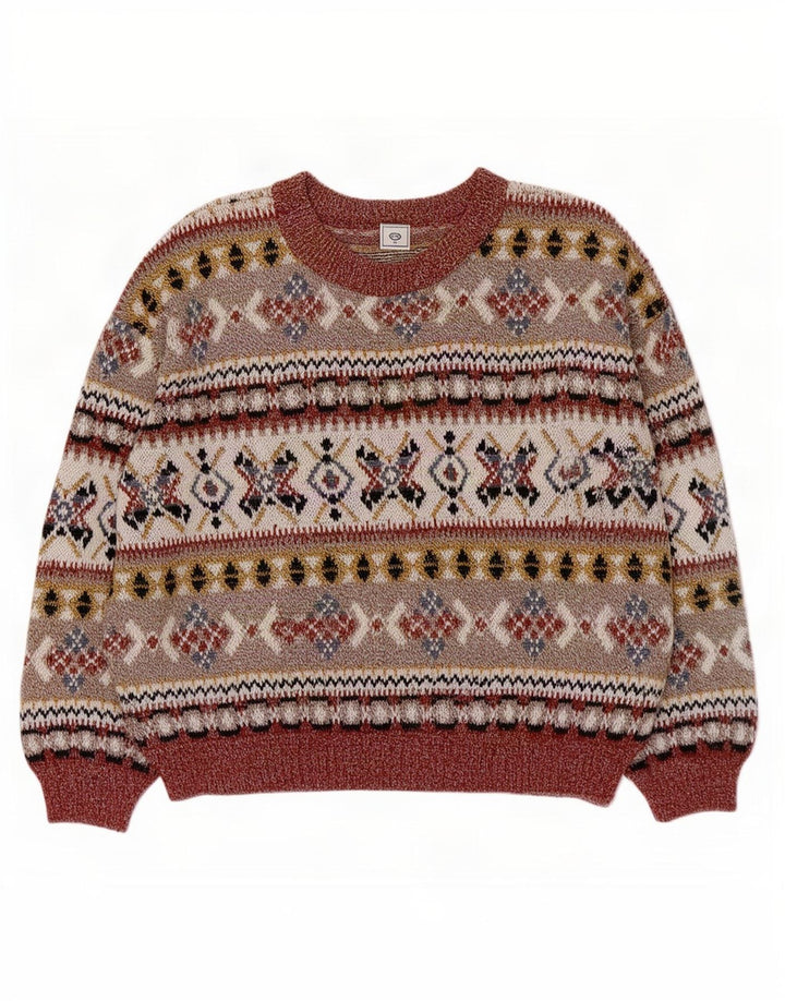 C & A Dame sweater med rund hals DK 14 Medium Flerfarvet Fair Isle