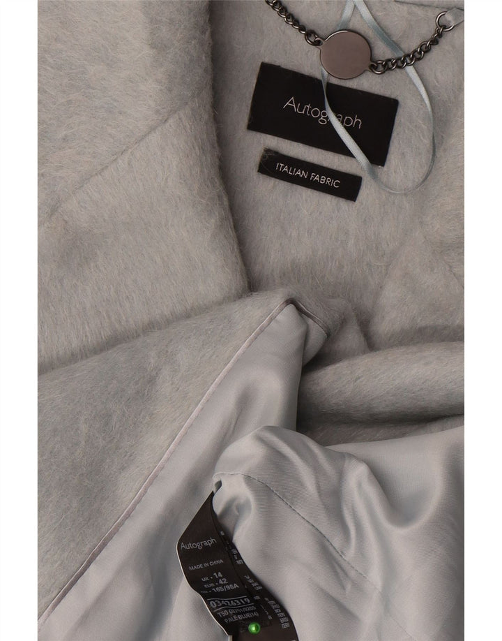 Marks & Spencer Womens Autograph Overcoat UK 14 Large Blue Polyester