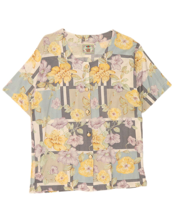 Vintage Dame Kortærmet Skjorte Bluse IT 46 Large Multicolored Floral