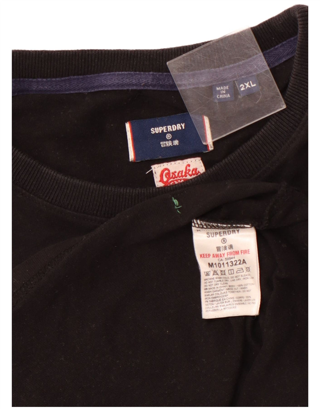 SUPERDRY Herre grafisk T-shirt top 2XL sort bomuld