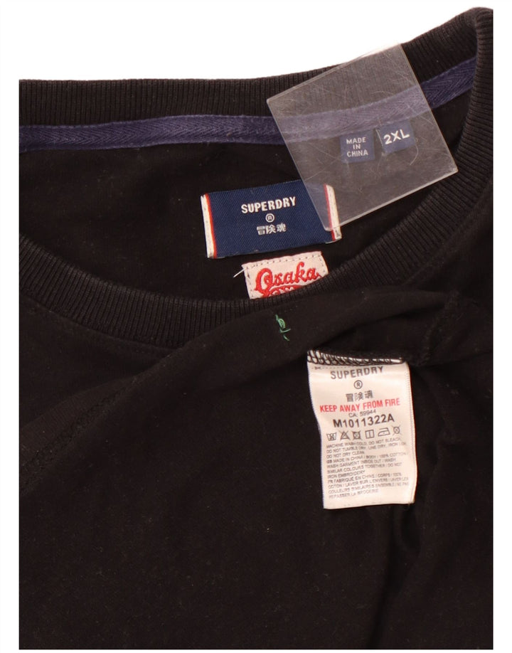 SUPERDRY Herre grafisk T-shirt top 2XL sort bomuld