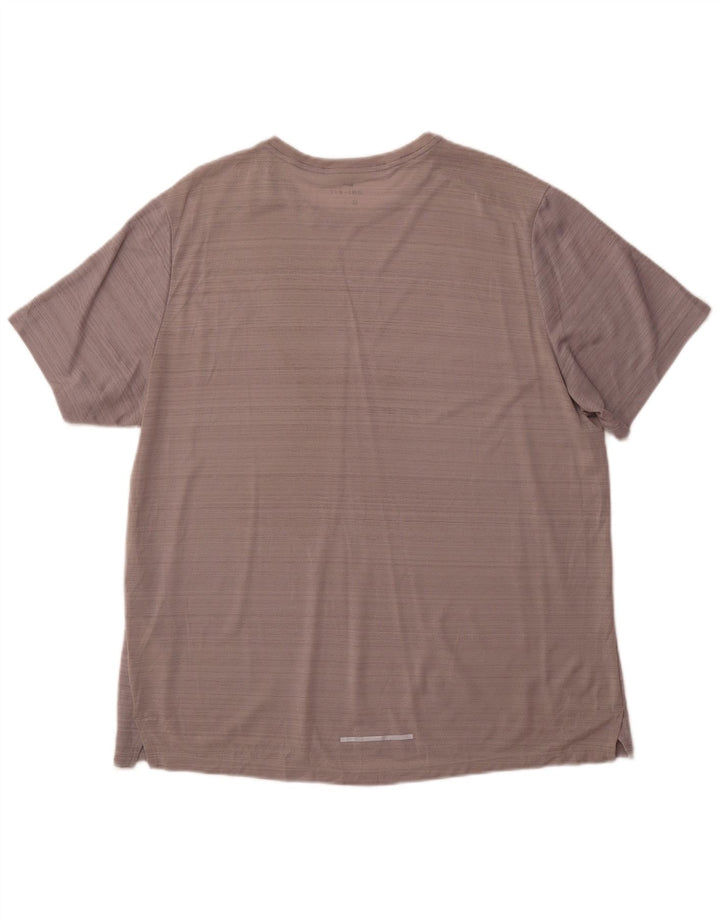 NIKE Mens Dri Fit T-Shirt Top XL Grey Striped Polyester