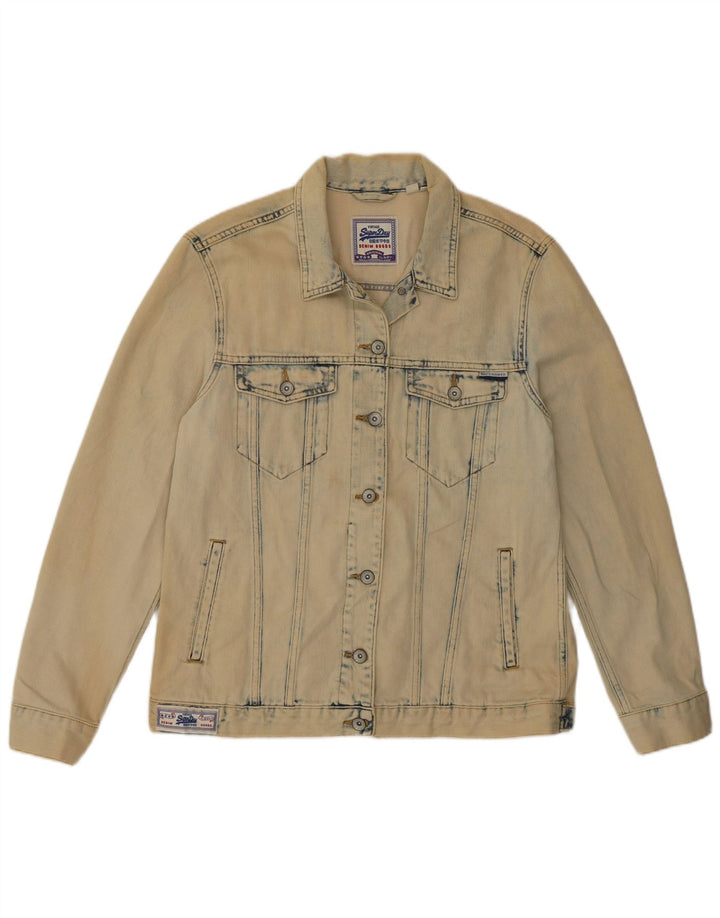 SUPERDRY Dame denimjakke UK 10 Small Beige Bomuld