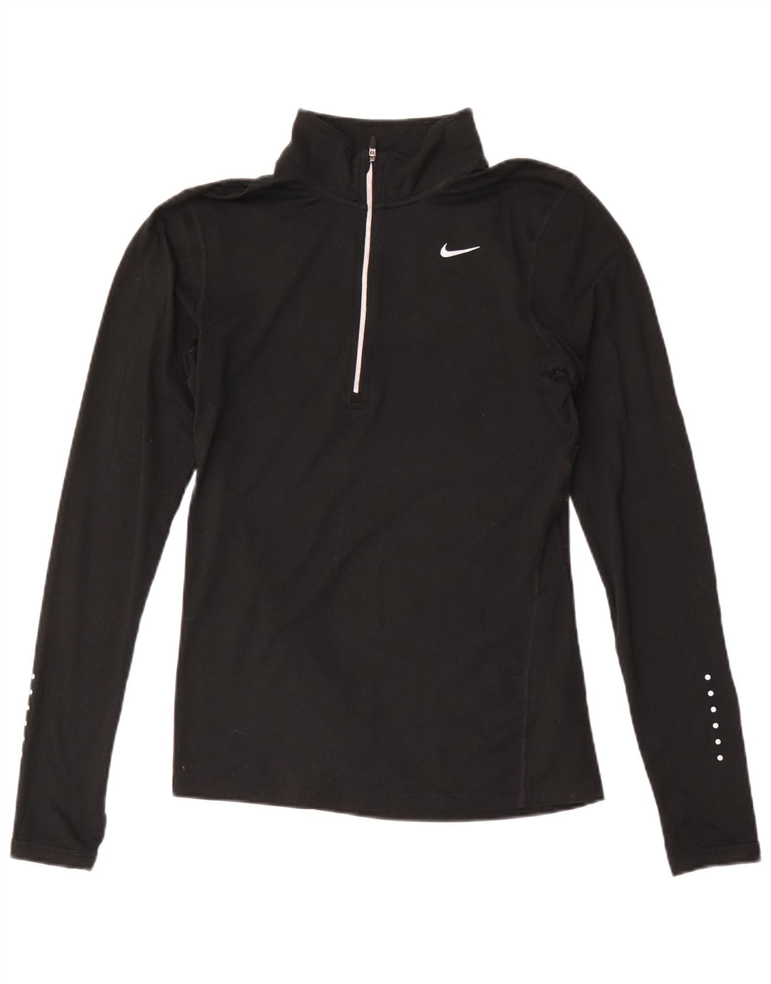Nike Dame Dri Fit Pullover med lynlås-hals Træningsdragt Top UK 10 Lille Sort