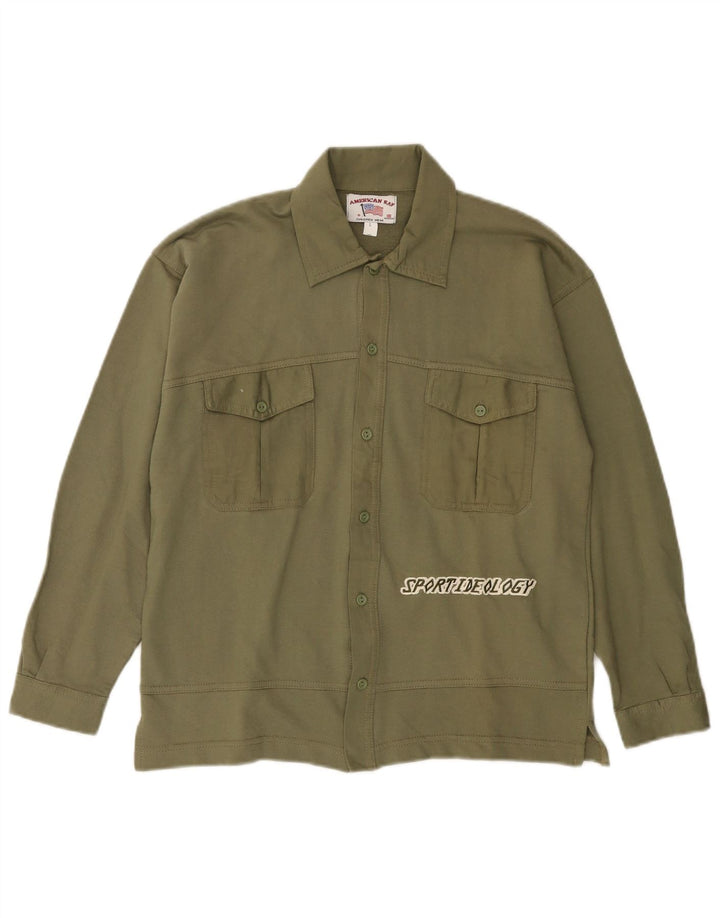 VINTAGE Grafisk skjorte til kvinder US 10 Stor Khaki Bomuld