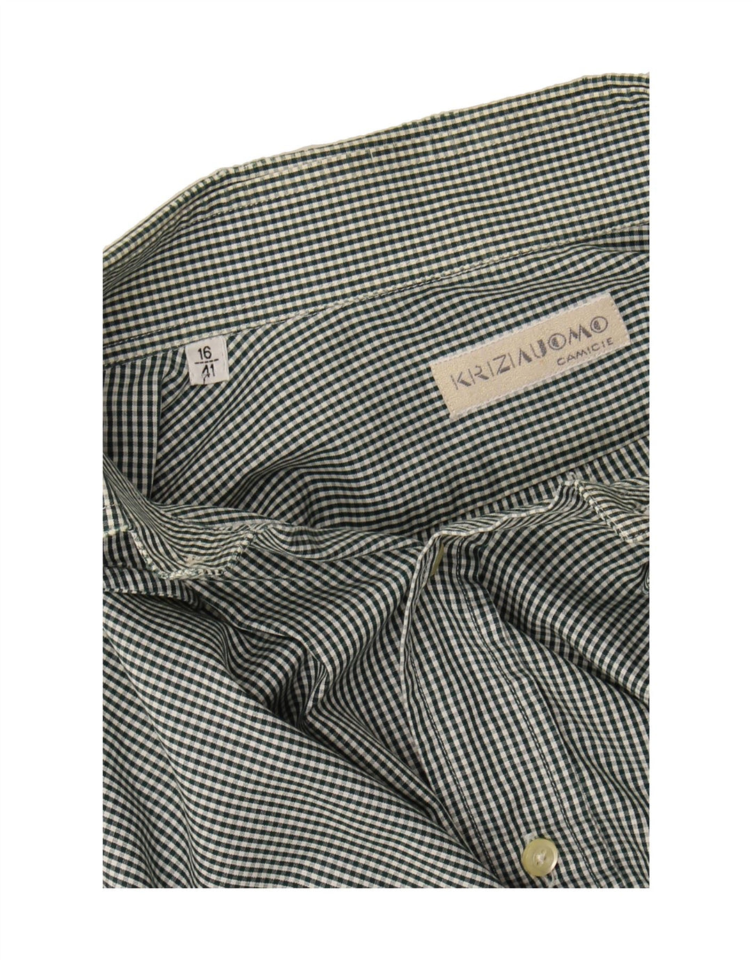 KRIZIA Mens Shirt Size 16 41 Large Green Gingham Cotton Vintage Krizia and Second-Hand Krizia from Messina Hembry 