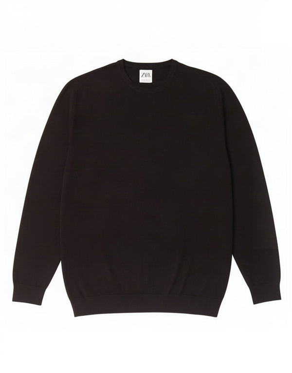 Zara Herre sweater med rund hals, medium sort