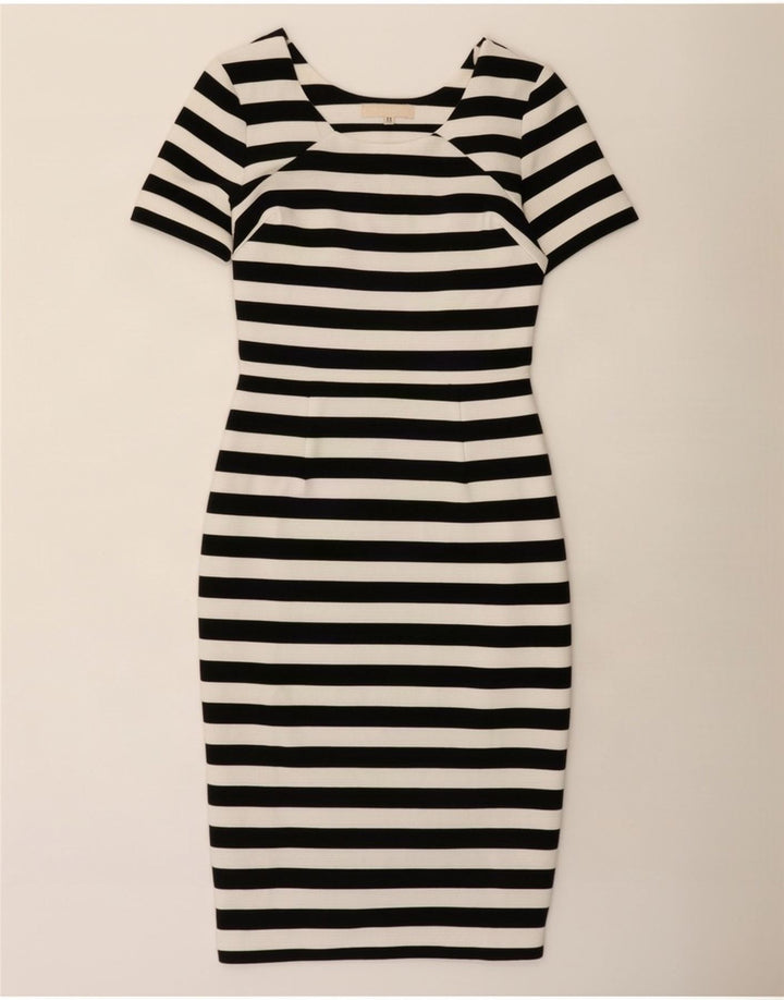 Boden Dame Bodycon Kjole UK 12 Medium Hvid Stribet Bomuld