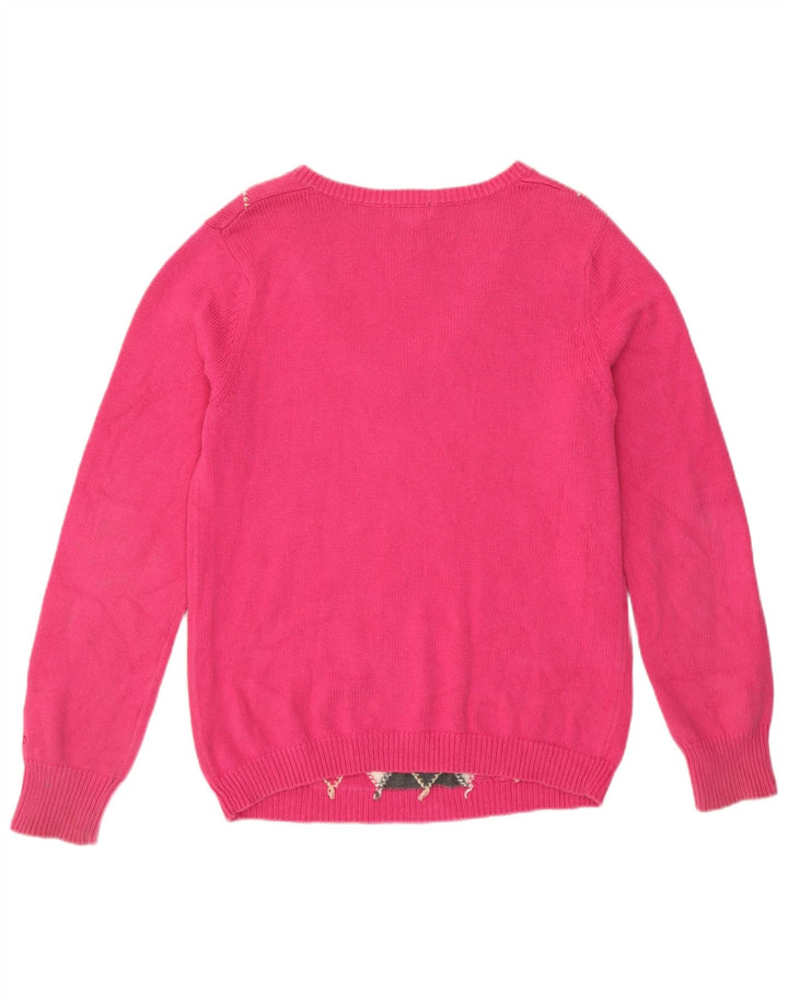 Izod Dame V-hals sweater Medium Pink Argyle/Diamond Bomuld