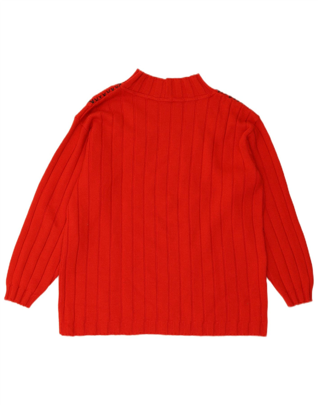 ELLA Dame Turtle Neck Jumper Sweater UK 16 Large Red Fair Isle Wool