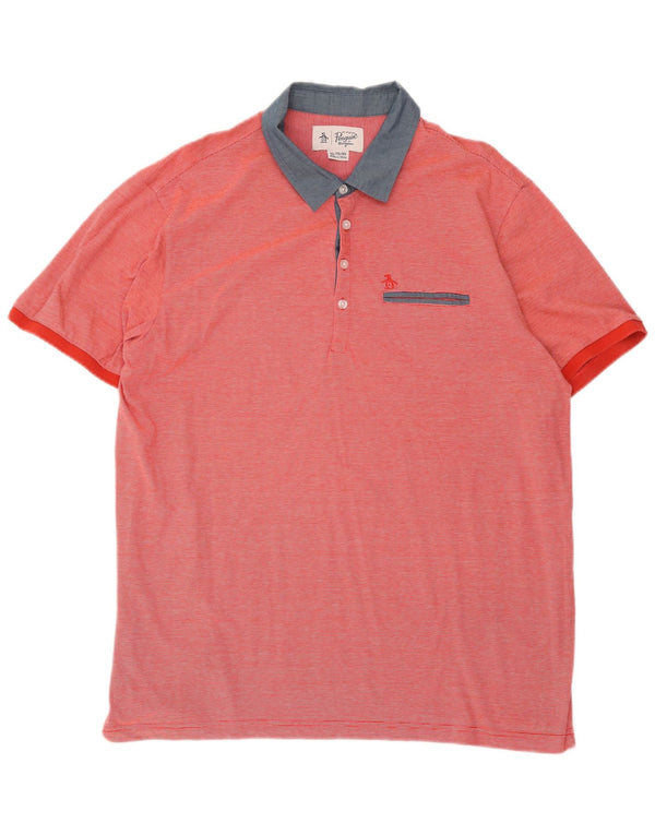 Penguin herre poloshirt XL rød nålestribe