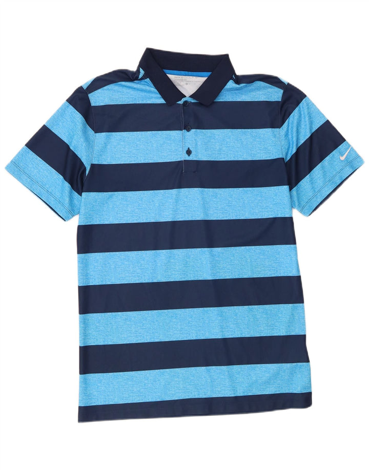 Nike Herre Dri Fit Standard Polo Shirt Lille blå stribet polyester