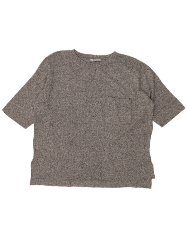 Zara Dame Trafaluc Oversized T-Shirt Top UK 10 Small Grey Flecked