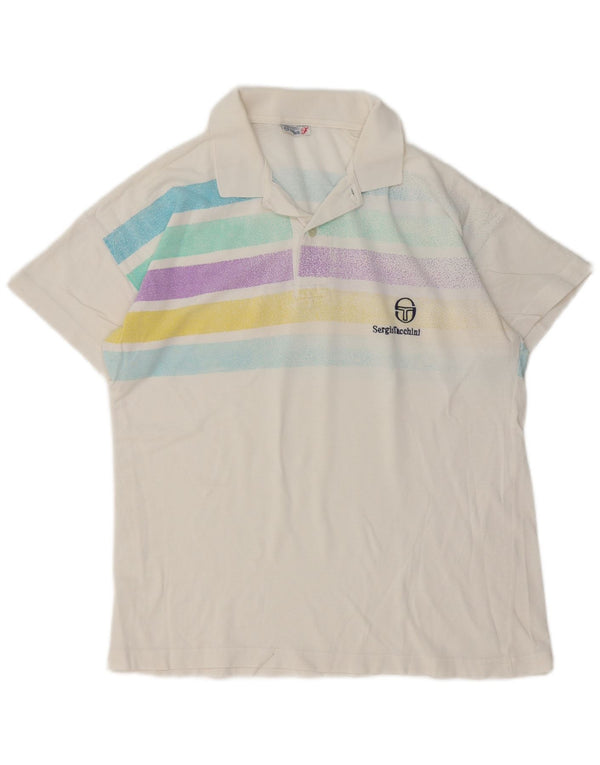 Sergio Tacchini herre poloshirt Medium hvid stribet