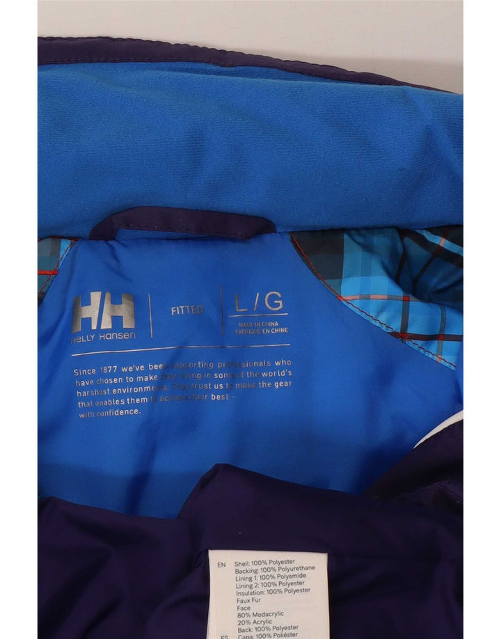 Helly Hansen Dame Hætte Skijakke UK 14 Stor Lilla Polyester