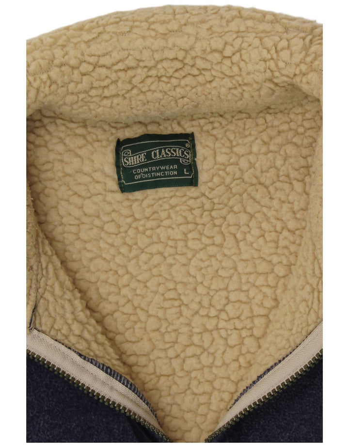 VINTAGE Herre Sherpa Jacket UK 40 Large Blue Acryl