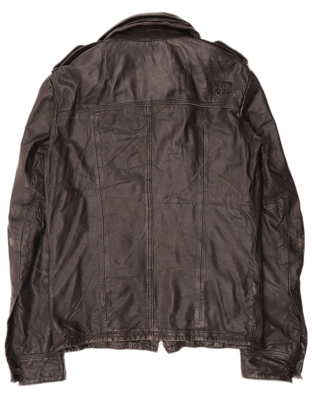 Superdry Military Læderjakke til mænd UK 36 Lille sort læder