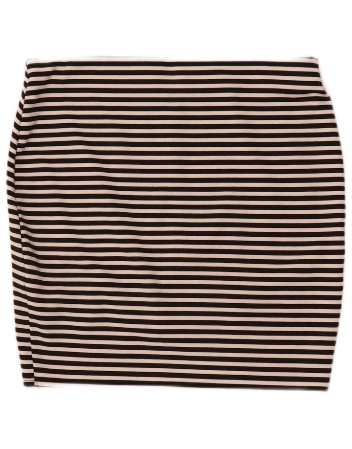 Zara Dame Trafaluc Mini-nederdel Medium W28 Sort Stribet Polyester