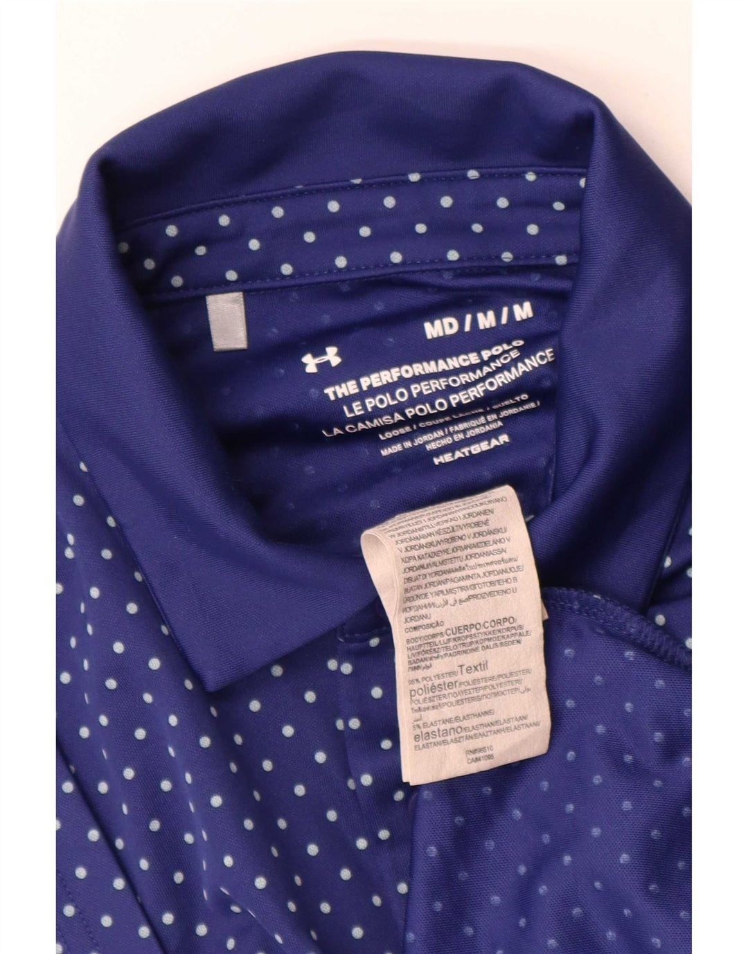 Under Armour Herre Heat Gear Polo Shirt Medium Blue Spotted Polyester