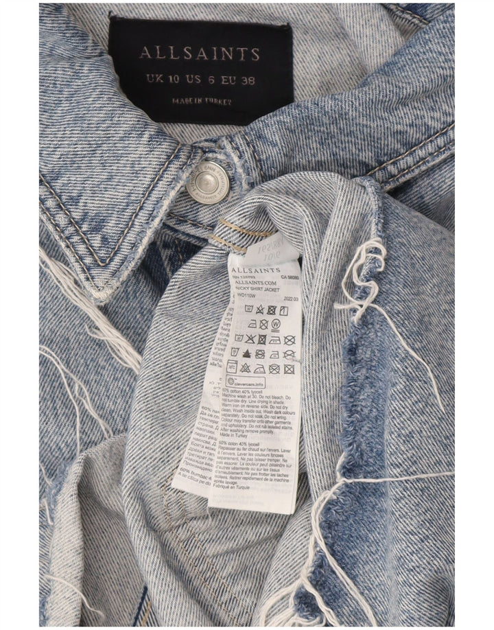 All Saints Dame Oversized Denim Jacket UK 10 Small Blue Cotton
