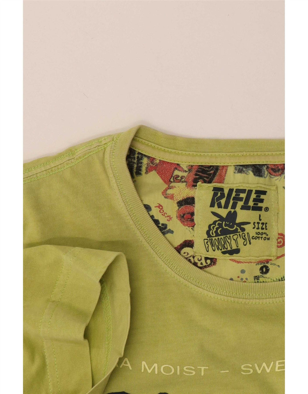 Rifle Herre Grafisk T-Shirt Top Stor Grøn Bomuld