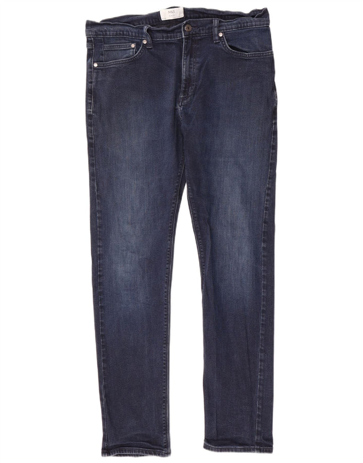 Marks & Spencer Herre Slim Jeans W36 L33 Marineblå Bomuld