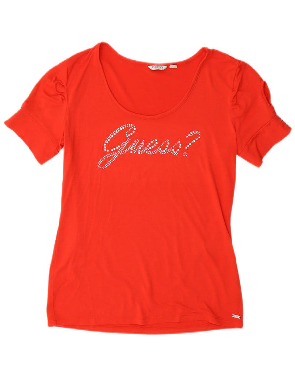 Guess kortærmet grafisk T-shirt top til kvinder UK 12 Medium Red Logo
